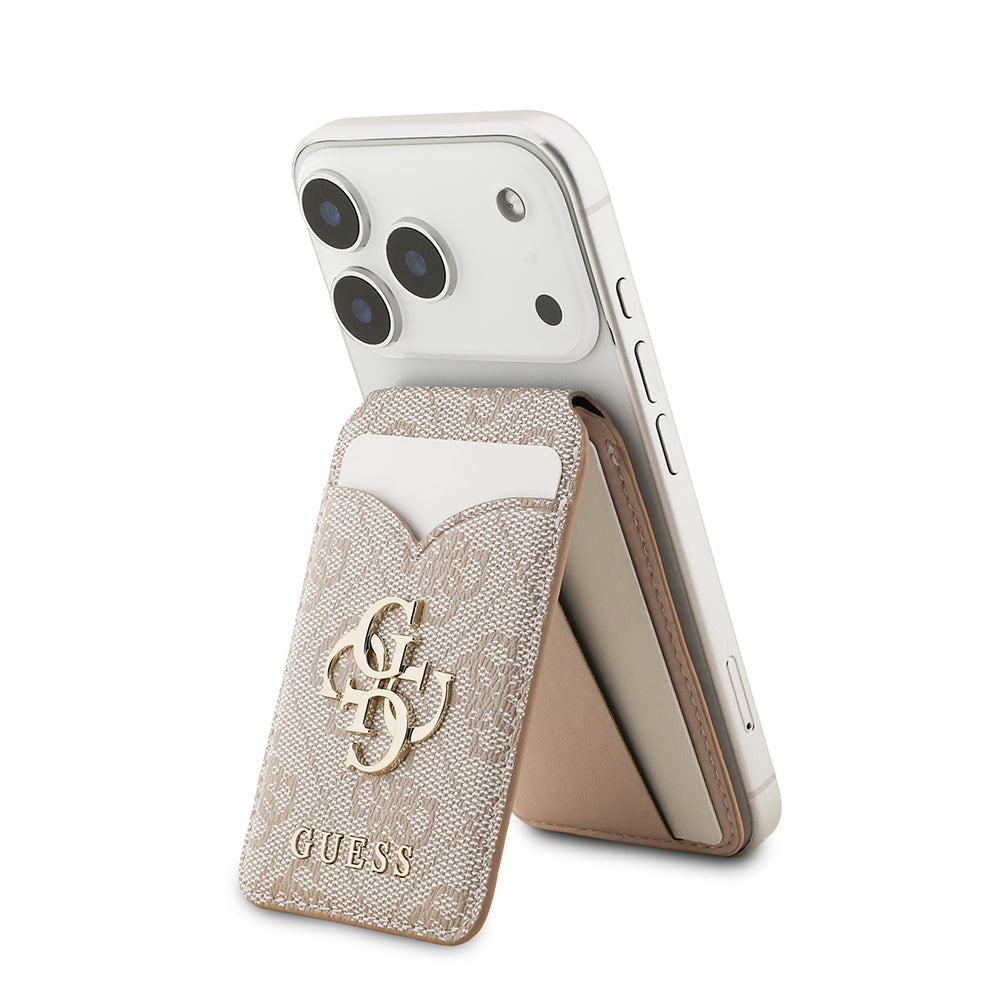 Guess Aynalı Magnetik Kartlık Metal Büyük 4G Logolu ve Standlı Pembe