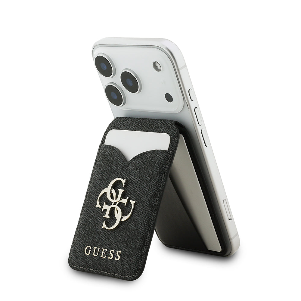 Guess Aynalı Magnetik Kartlık Metal Büyük 4G Logolu ve Standlı Siyah