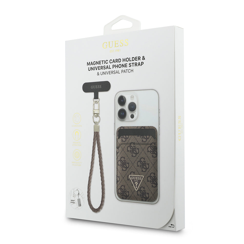 Guess Bilek Askı İpli Magnetik Kartlık 2in1 Aksesuar Set Kahverengi