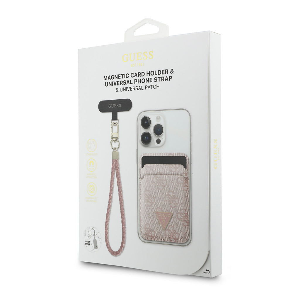 Guess Bilek Askı İpli Magnetik Kartlık 2in1 Aksesuar Set Pembe