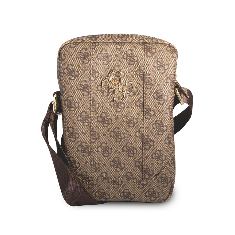 Guess Çapraz Askılı Tablet Çantası Metal Logolu Fermuarlı 8 inç kahverengi