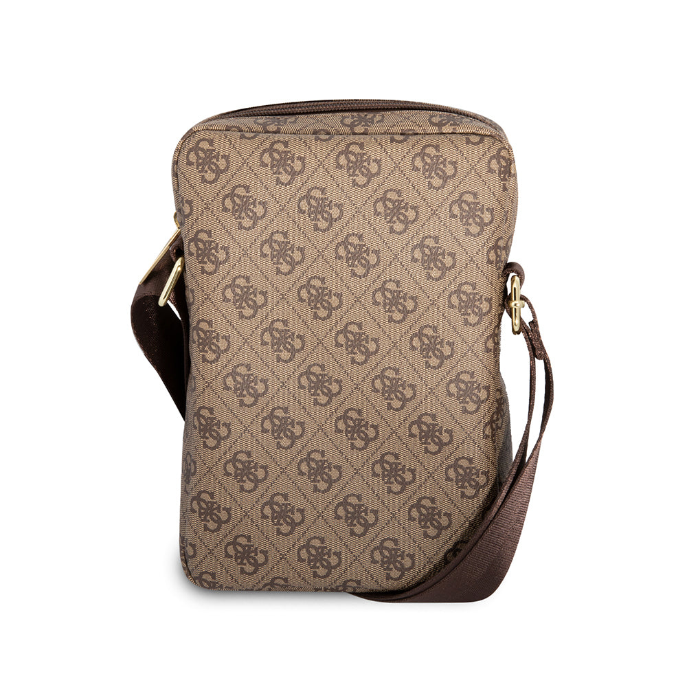 Guess Çapraz Askılı Tablet Çantası Metal Logolu Fermuarlı 8 inç kahverengi