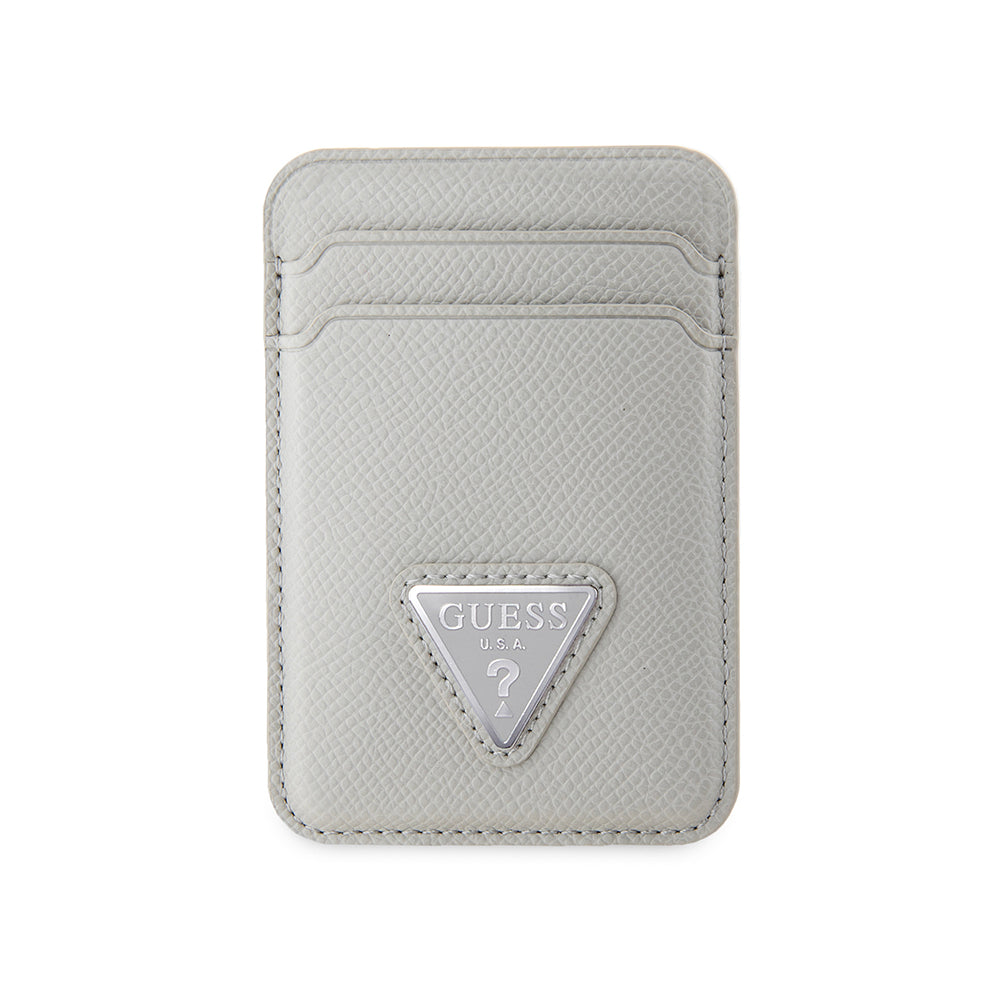 Guess Deri Magnetik Kartlık 2 Hazneli Üçgen Logolu Tasarım Bej