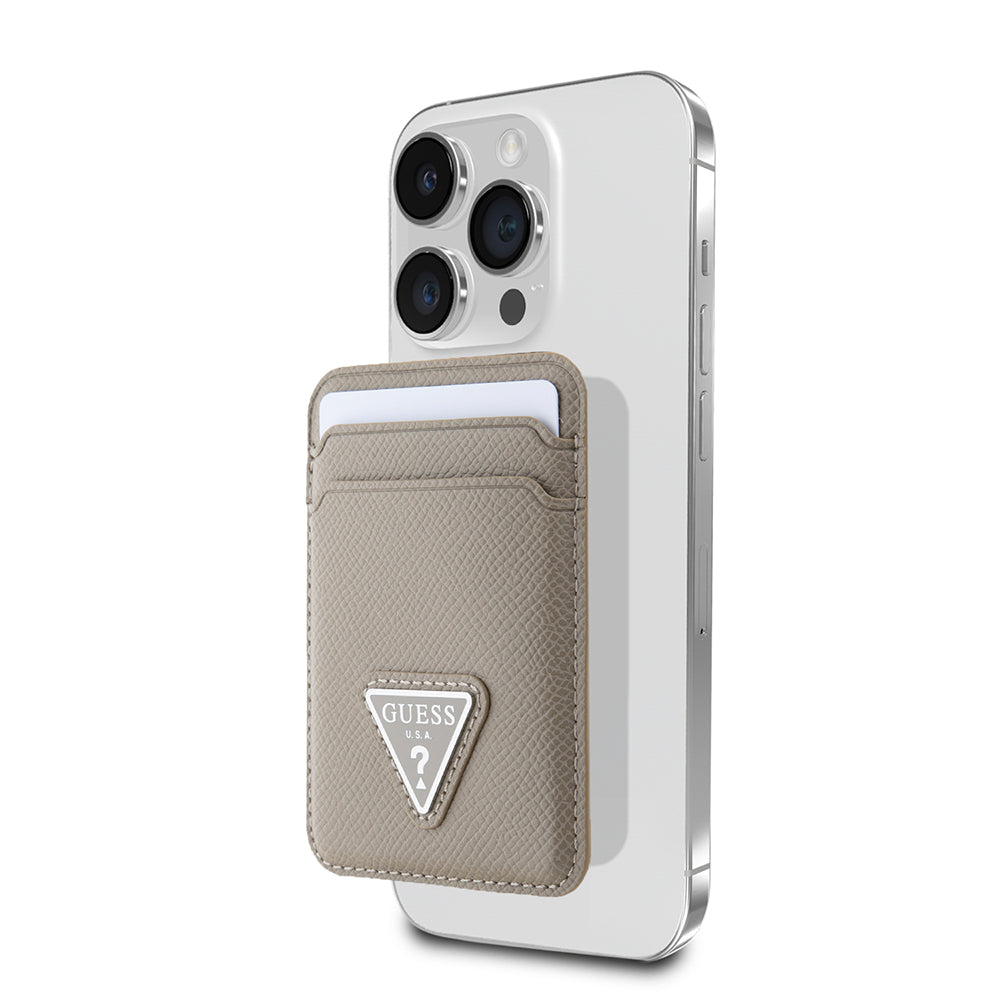 Guess Deri Magnetik Kartlık 2 Hazneli Üçgen Logolu Tasarım Kahverengi