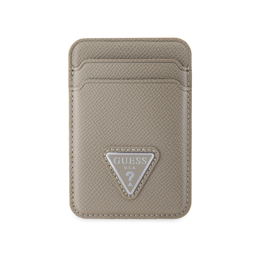 Guess Deri Magnetik Kartlık 2 Hazneli Üçgen Logolu Tasarım Kahverengi