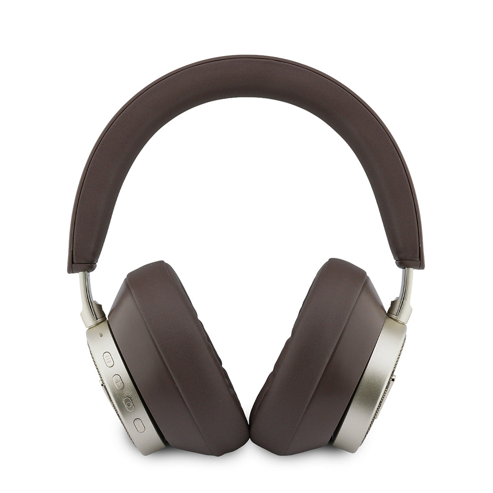 Guess ENC Özellikli 4G Desenli Taşlı Üçgen Logolu Kulak Üstü Bluetooth Kulaklık Kahverengi