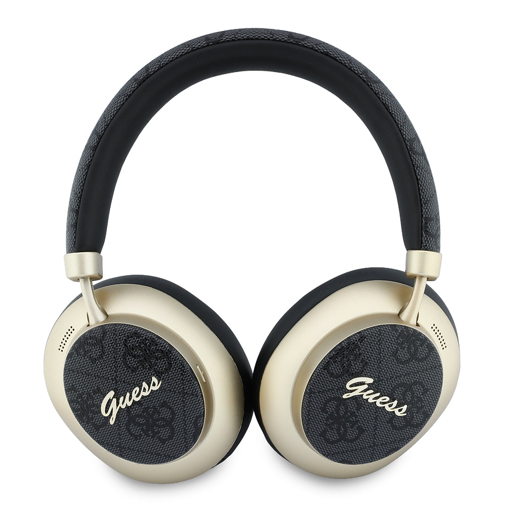 Guess ENC PU 4G Desenli Metal Yazı Logolu Kulak Üstü Bluetooth Kulaklık v5.4 Siyah