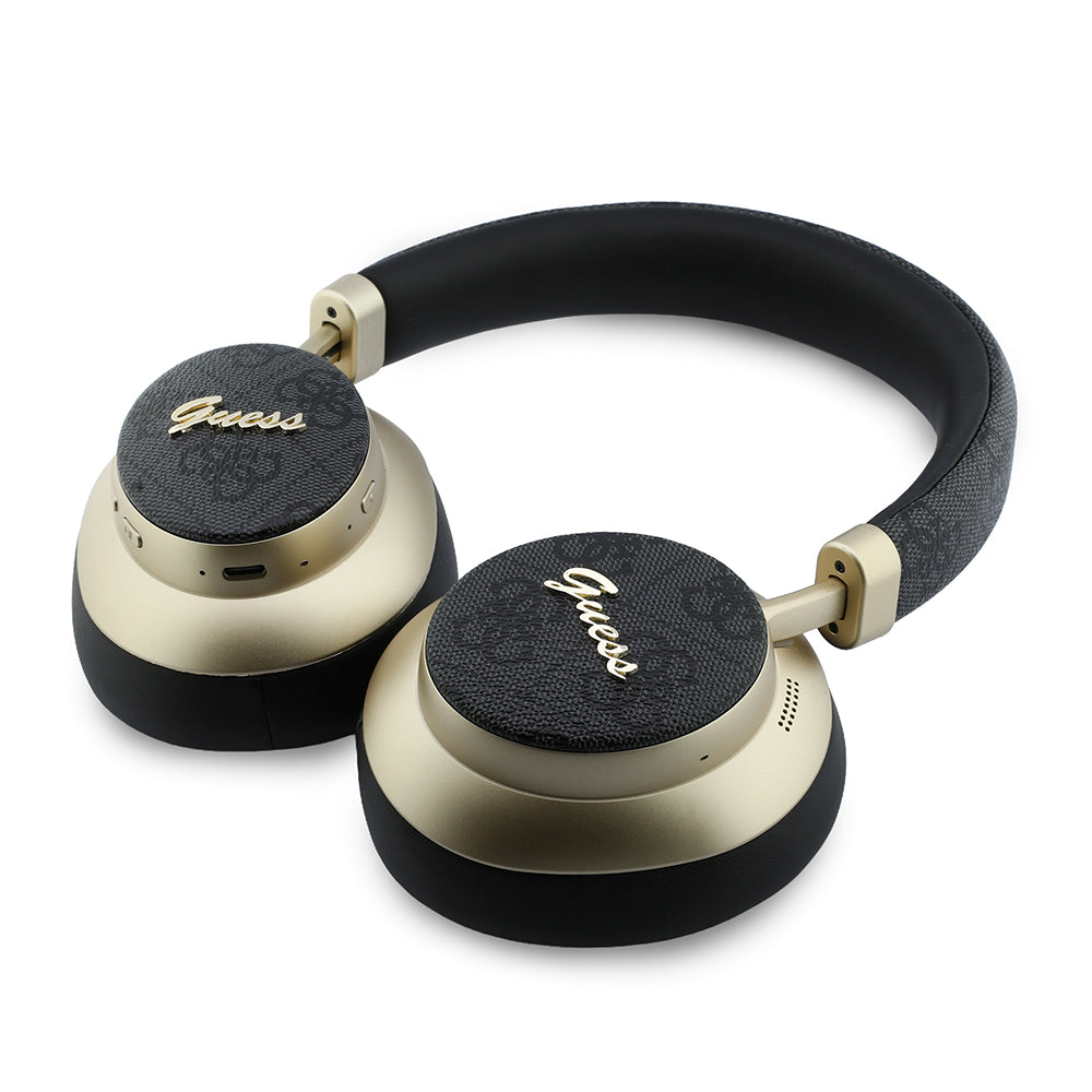 Guess ENC PU 4G Desenli Metal Yazı Logolu Kulak Üstü Bluetooth Kulaklık v5.4 Siyah