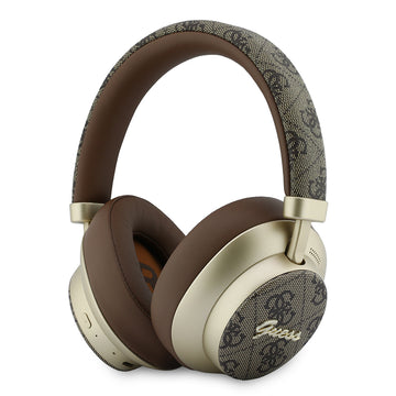 Guess ENC Teknolojili PU 4G Desenli Metal Yazı Logolu Kulak Üstü Bluetooth Kulaklık v5.4 Kahverengi