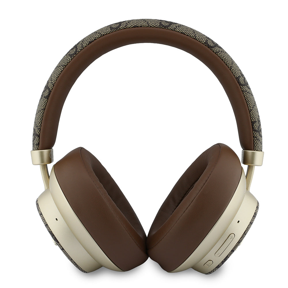 Guess ENC Teknolojili PU 4G Desenli Metal Yazı Logolu Kulak Üstü Bluetooth Kulaklık v5.4 Kahverengi