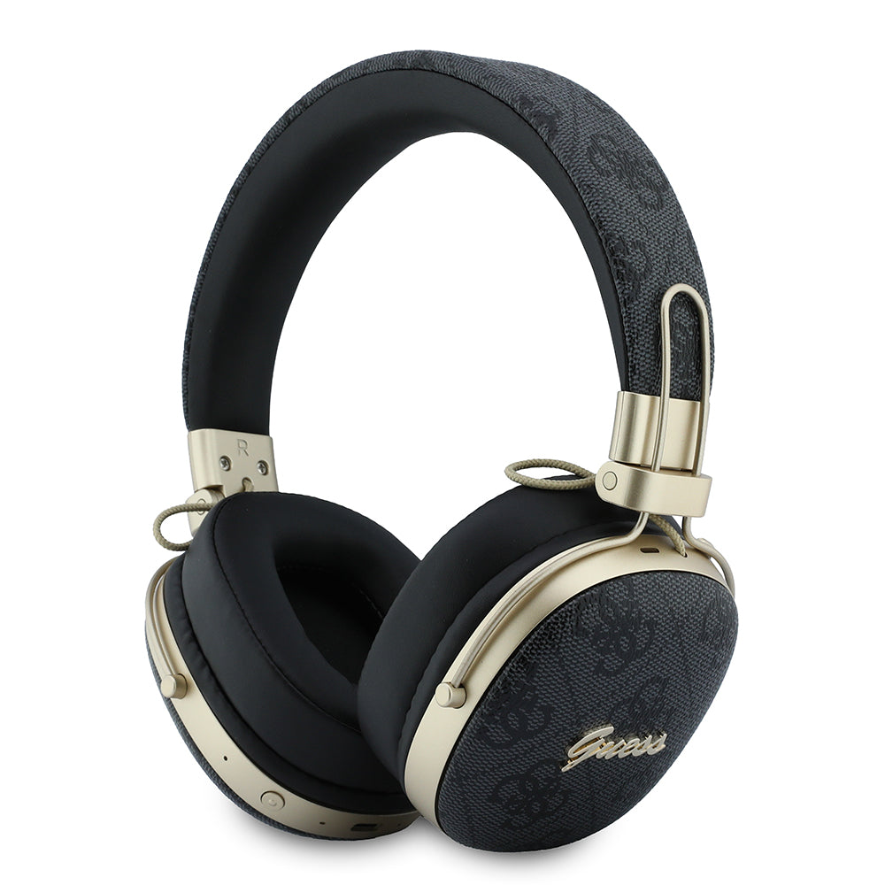 Guess ENC Teknolojili PU 4G Desenli Script Logolu Kulak Üstü Bluetooth Kulaklık v5.4 Siyah