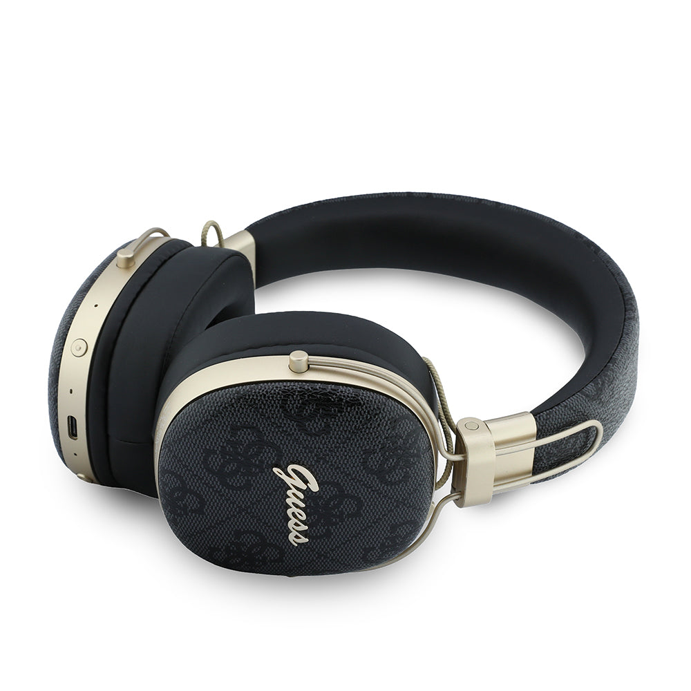 Guess ENC Teknolojili PU 4G Desenli Script Logolu Kulak Üstü Bluetooth Kulaklık v5.4 Siyah