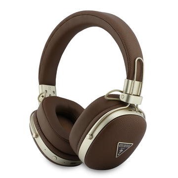 Guess ENC Teknolojili PU Üçgen Metal Logolu Kulak Üstü Bluetooth Kulaklık v5.4 Kahverengi