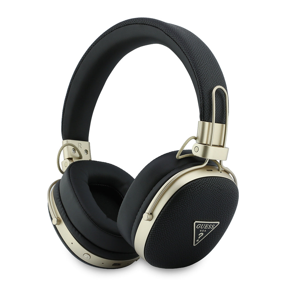 Guess ENC Teknolojili PU Üçgen Metal Logolu Kulak Üstü Bluetooth Kulaklık v5.4 Siyah