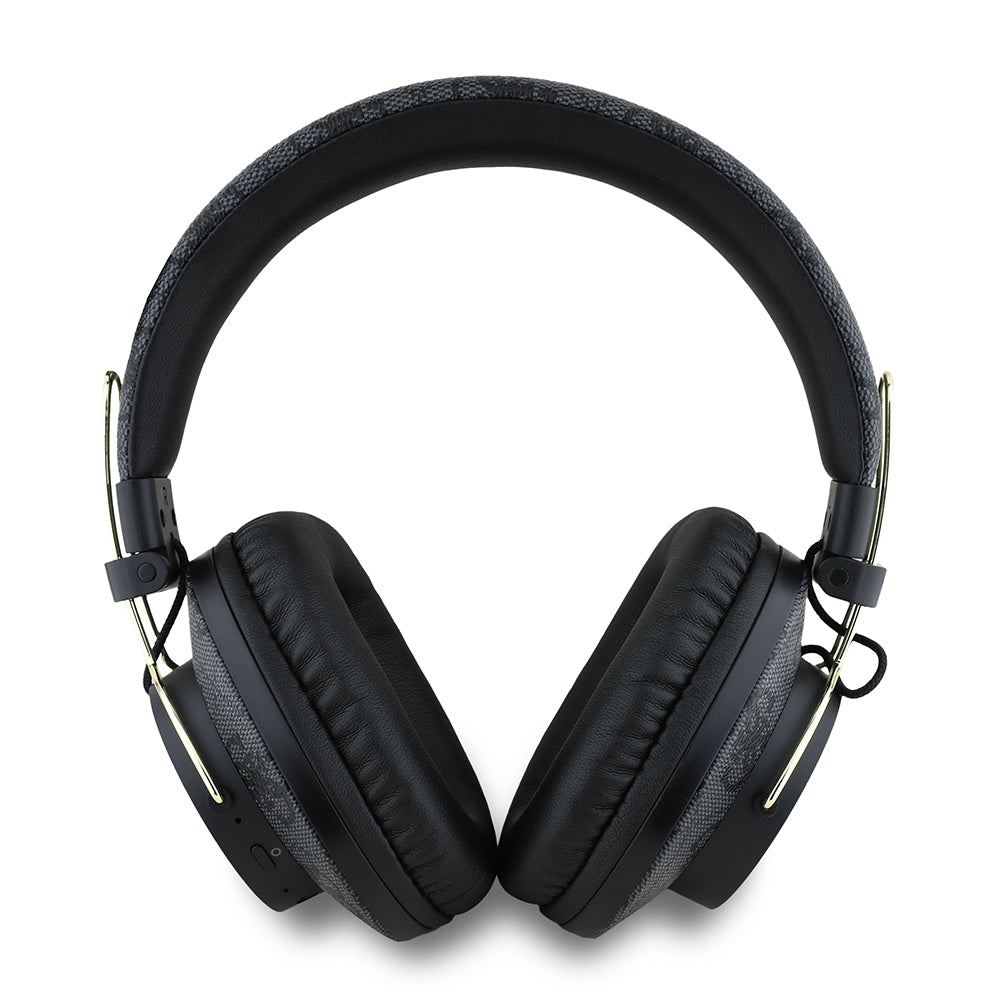 Guess Kulak Üstü Bluetooth Kulaklık PU 4G Desenli Büyük Metal Logolu Tasarım Siyah