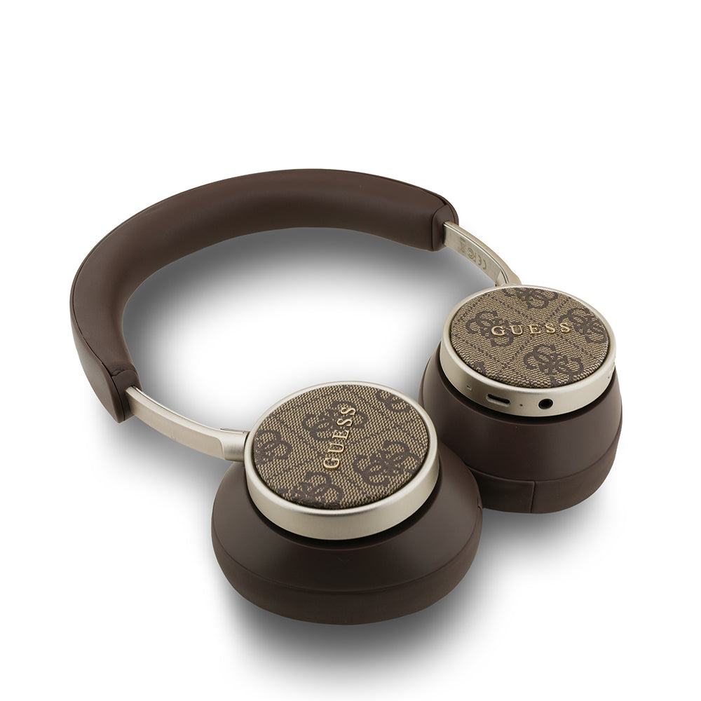 Guess Kulak Üstü Bluetooth Kulaklık PU Metal Yazı Logolu Ayarlanabilir Kahverengi