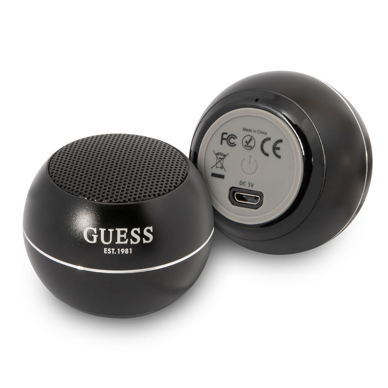 Guess Mini Bluetooth Speaker Hoparlör Alüminyum Alaşım Gövdeli Siyah