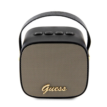 Guess Bluetooth Speaker Hoparlör Askılı PU Deri Yazı Logolu 5W Siyah