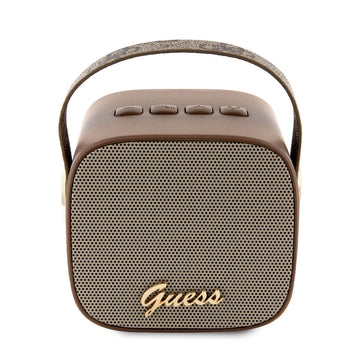 Guess Bluetooth Speaker Hoparlör Askılı PU Deri Yazı Logolu 5W Kahverengi