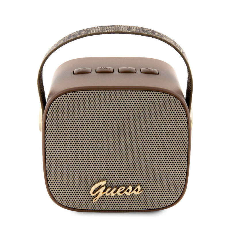 Guess Bluetooth Speaker Hoparlör Askılı PU Deri Yazı Logolu 5W Kahverengi