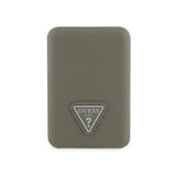 Guess Dijital Led Göstergeli Magsafe kablosuz PU Deri Powerbank 5000mAh 15W Kahverengi