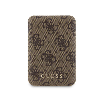 Guess Dijital Led Göstergeli PU Deri Magsafe Kablosuz Powerbank 5000mAh 15W Kahverengi
