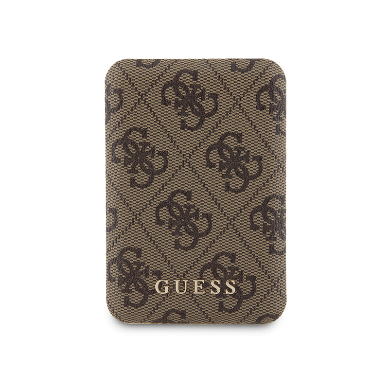 Guess Dijital Led Göstergeli PU Deri Magsafe Kablosuz Powerbank 5000mAh 15W Kahverengi