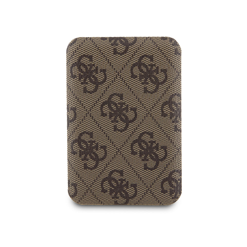 Guess Dijital Led Göstergeli PU Deri Magsafe Kablosuz Powerbank 5000mAh 15W Kahverengi