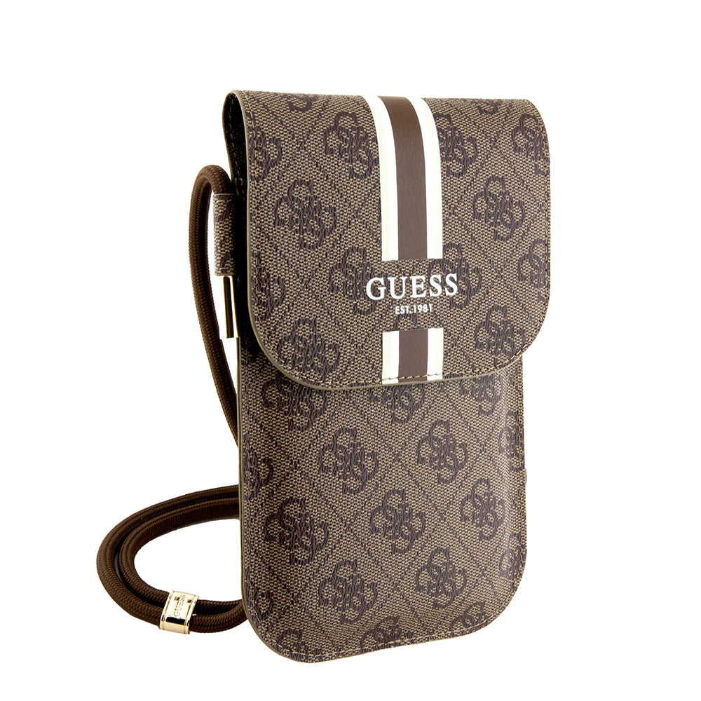 Guess Kadın Omuz Çantası 4G Desenli Askılı Mıknatıs Kapamalı Günlük Çanta Kahverengi