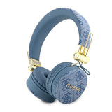 Guess Kulak Üstü Bluetooth Kulaklık 4G Metal Logolu PU Deri Tasarım Mavi