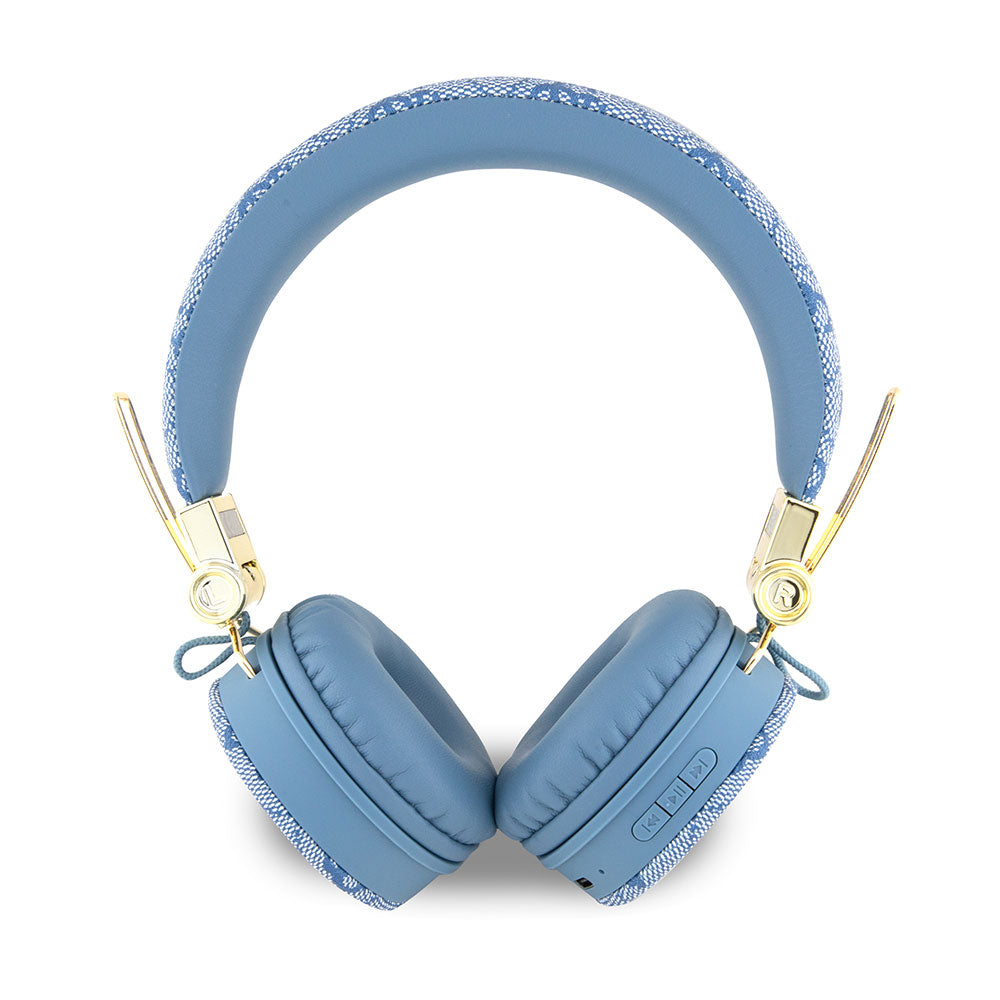 Guess Kulak Üstü Bluetooth Kulaklık 4G Metal Logolu PU Deri Tasarım Mavi