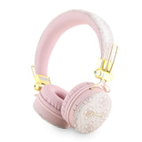 Guess Kulak Üstü Bluetooth Kulaklık 4G Metal Logolu PU Deri Tasarım Pembe