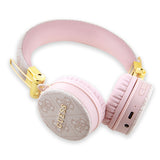 Guess Kulak Üstü Bluetooth Kulaklık 4G Metal Logolu PU Deri Tasarım Pembe