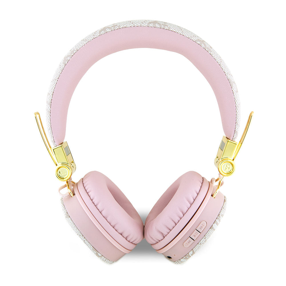 Guess Kulak Üstü Bluetooth Kulaklık 4G Metal Logolu PU Deri Tasarım Pembe