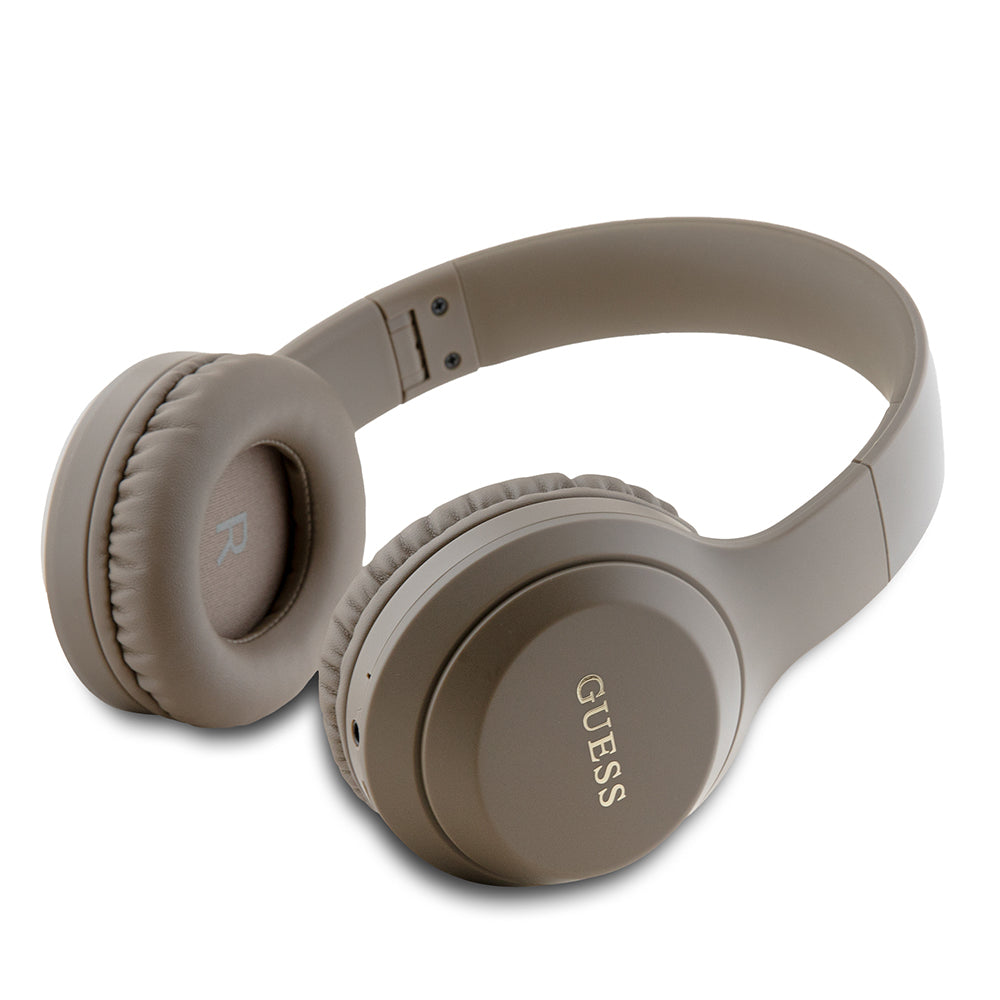 Guess Kulak Üstü Bluetooth Kulaklık Katlanabilir Metal Klasik Logolu Kahverengi
