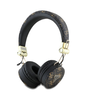 Guess Kulak Üstü Bluetooth Kulaklık PU Desenli Metal Üçgen Logolu Siyah