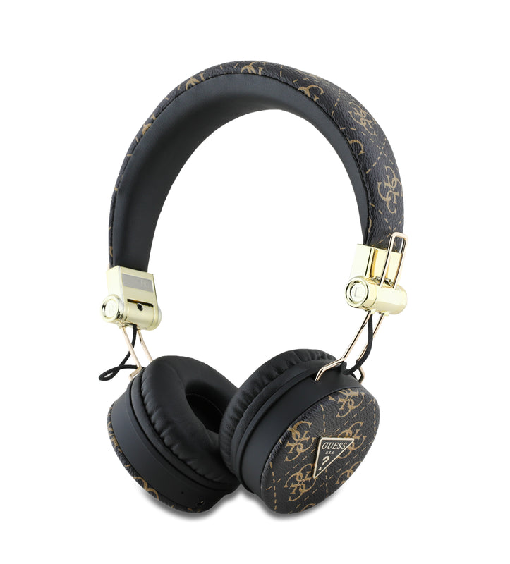 Guess Kulak Üstü Bluetooth Kulaklık PU Desenli Metal Üçgen Logolu Siyah