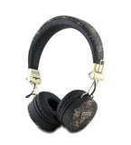 Guess Kulak Üstü Bluetooth Kulaklık PU Desenli Metal Üçgen Logolu Siyah
