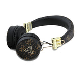 Guess Kulak Üstü Bluetooth Kulaklık PU Desenli Metal Üçgen Logolu Siyah