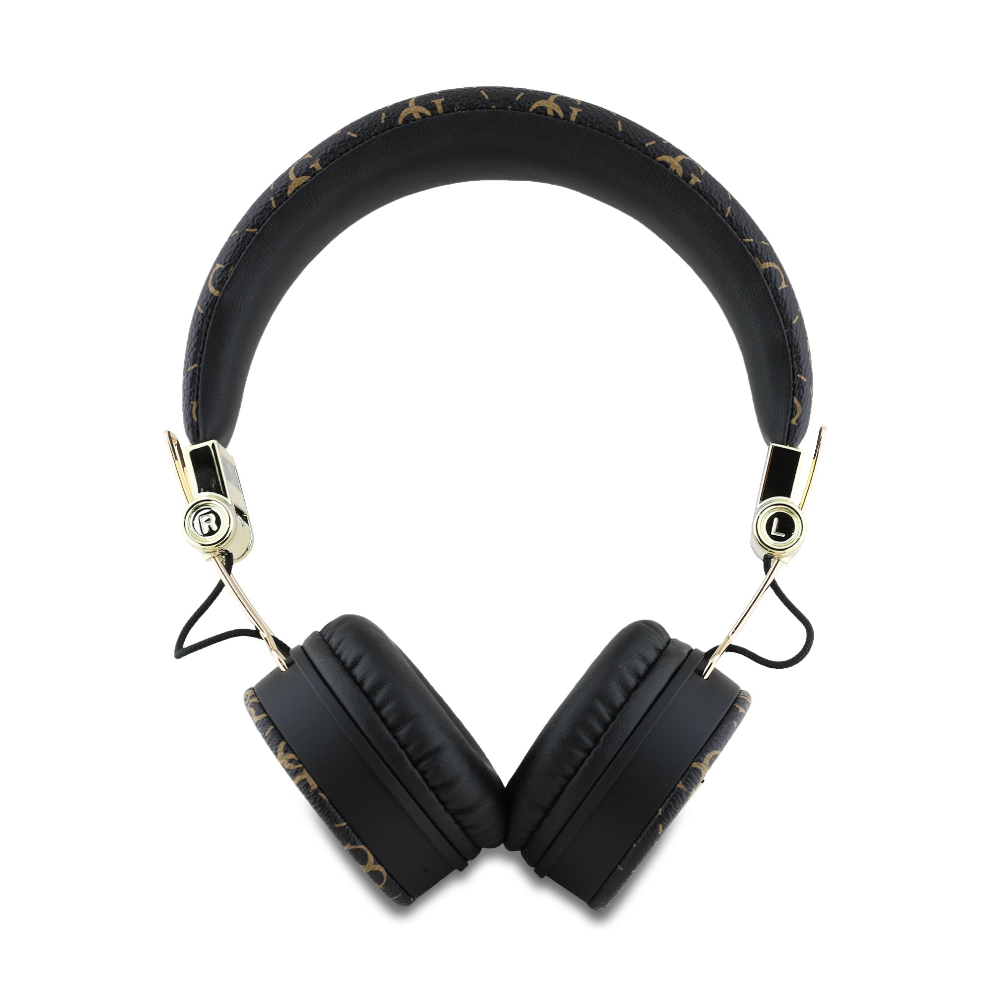 Guess Kulak Üstü Bluetooth Kulaklık PU Desenli Metal Üçgen Logolu Siyah