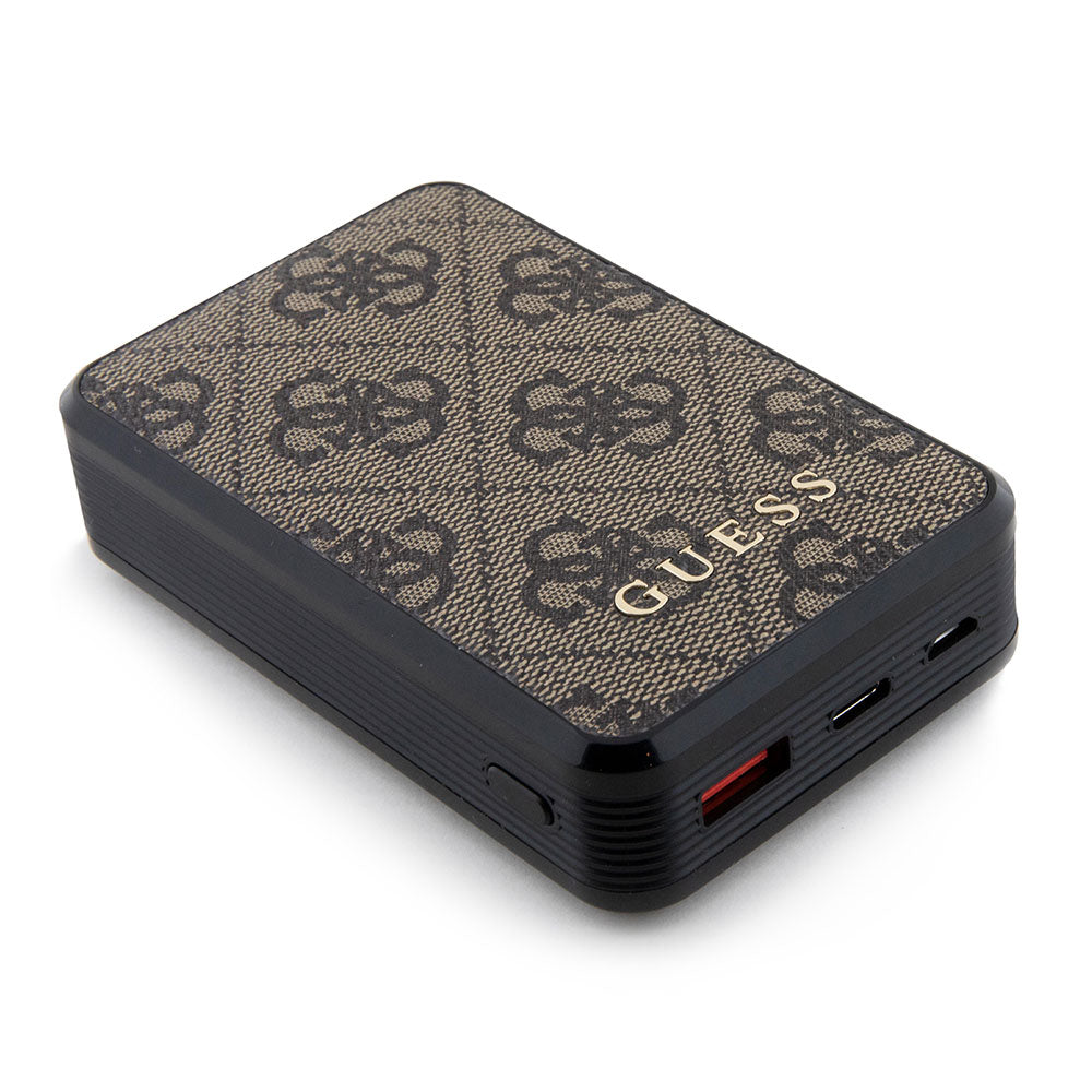 Guess Led Göstergeli PU Deri Powerbank 10000mAh 18W Kahverengi
