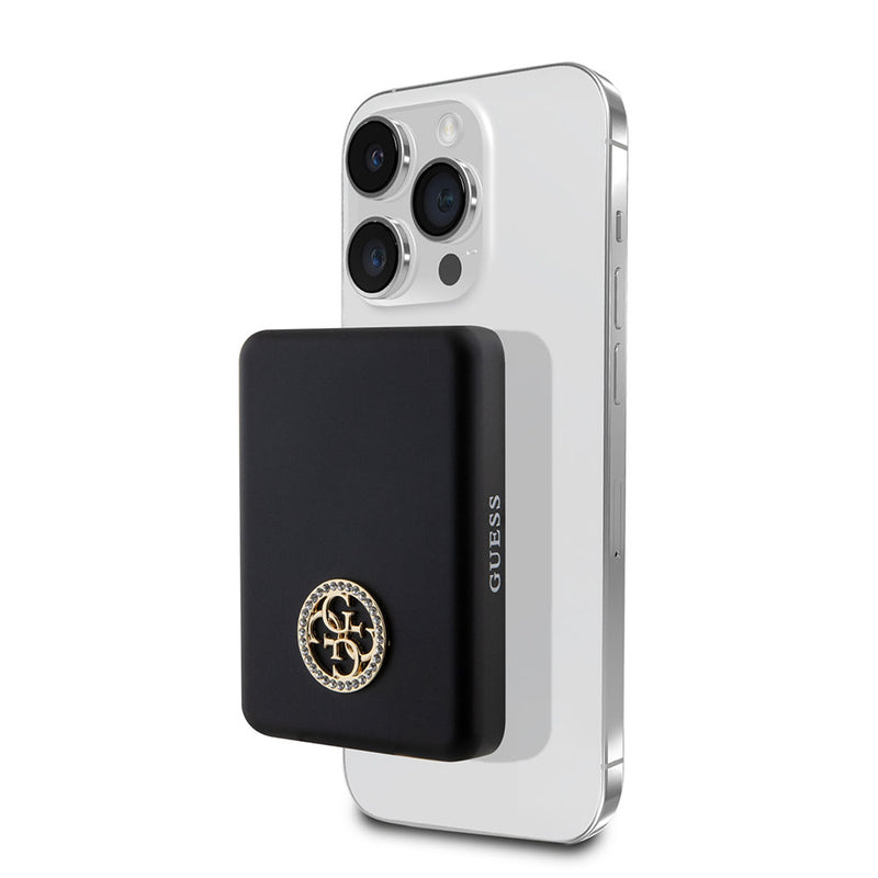 Guess Magsafe Şarj Özellikli Taşlı 4G Logolu Powerbank 3000mAh 5W Siyah