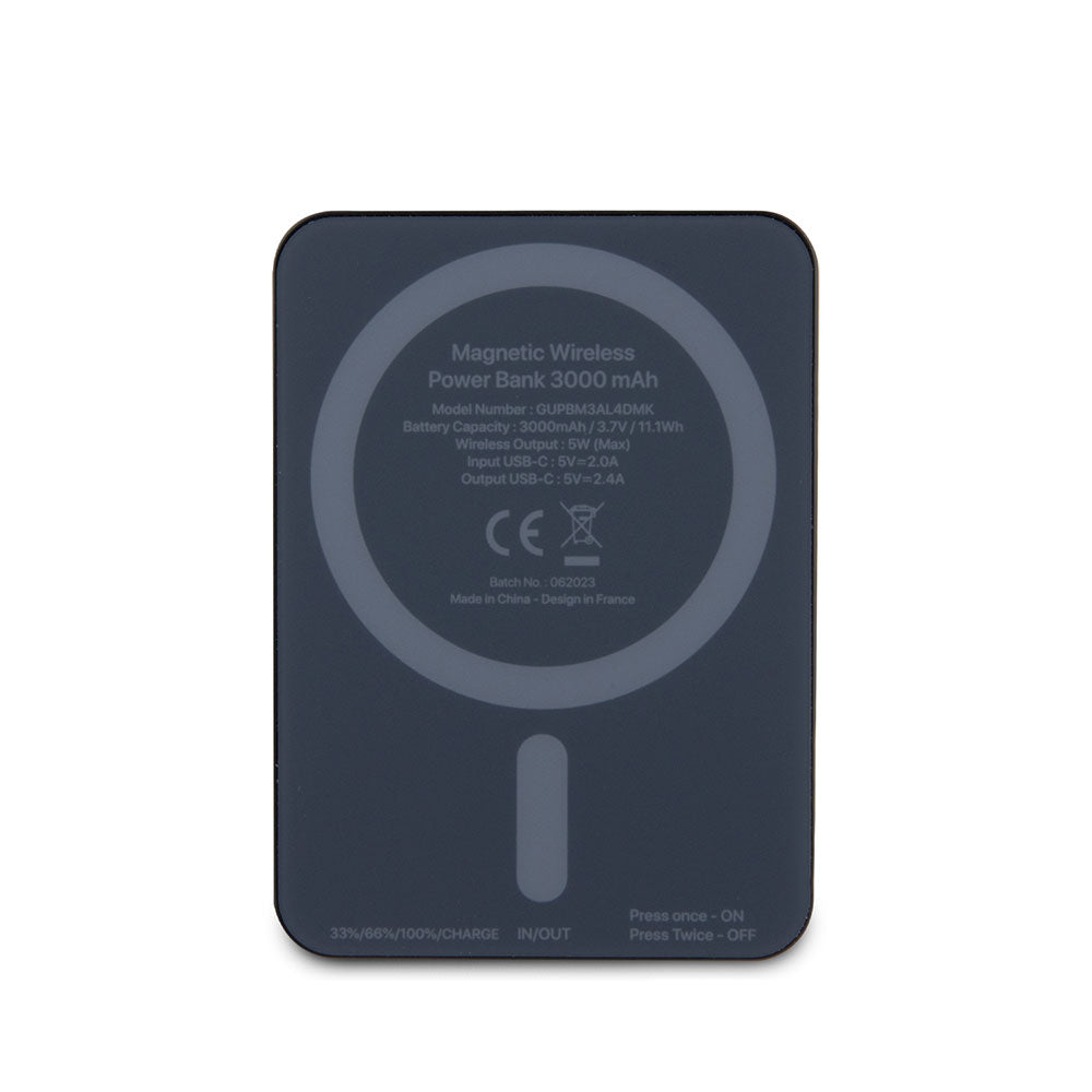 Guess Magsafe Şarj Özellikli Taşlı 4G Logolu Powerbank 3000mAh 5W Siyah