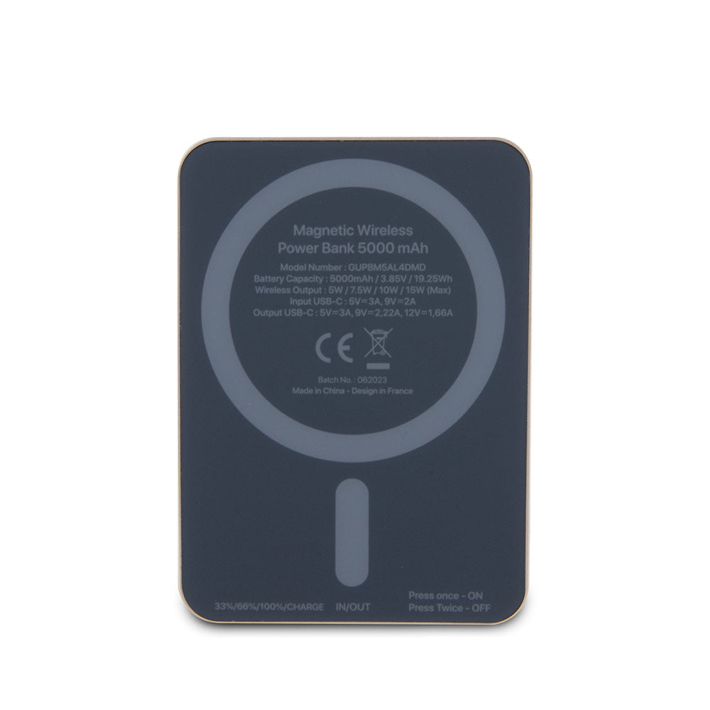 Guess Magsafe Şarj Özellikli Taşlı 4G Logolu Powerbank 5000mAh 15W Gold