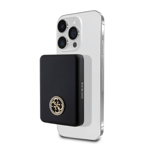 Guess Magsafe Şarj Özellikli Taşlı 4G Logolu Powerbank 5000mAh 15W Siyah