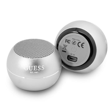 Guess Mini Bluetooth Speaker Hoparlör Alüminyum Alaşım Gövdeli Gri