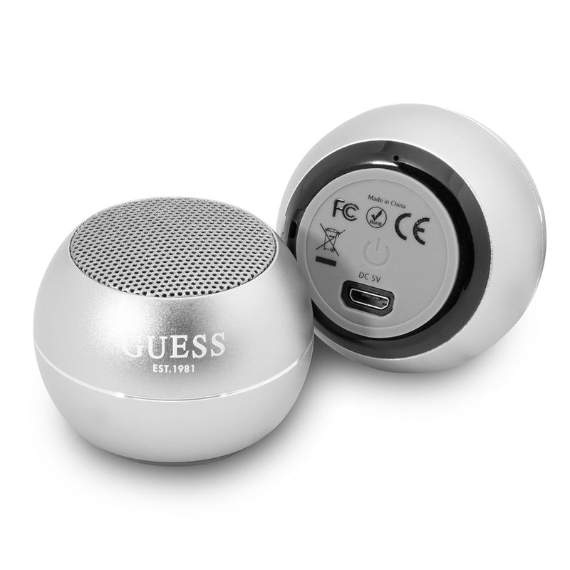 Guess Mini Bluetooth Speaker Hoparlör Alüminyum Alaşım Gövdeli Gri