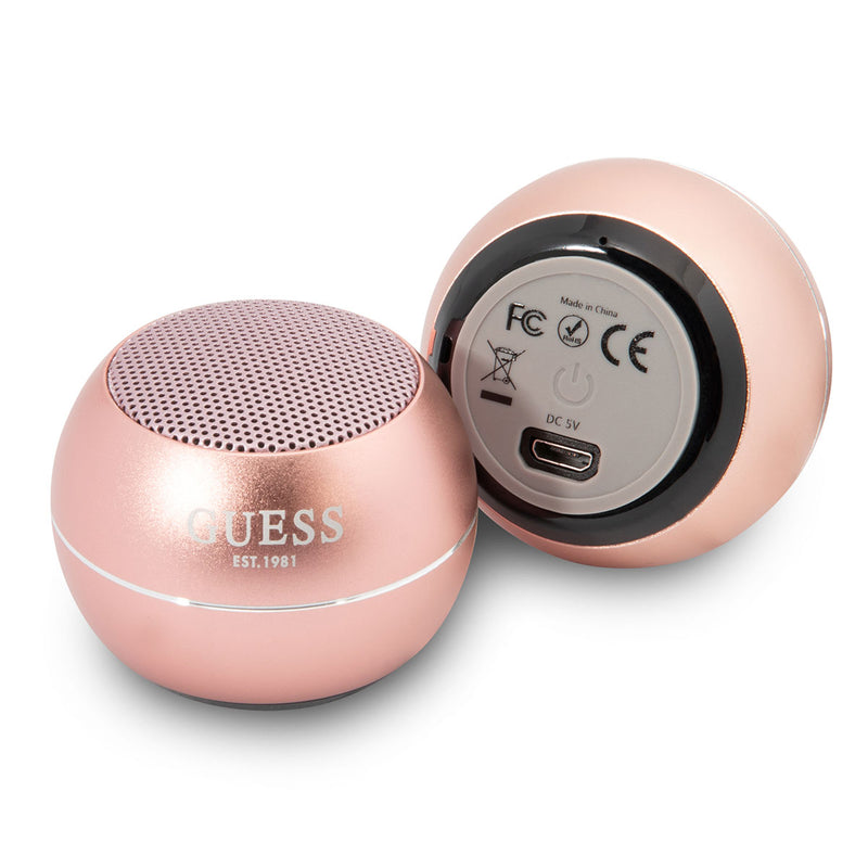 Guess Mini Bluetooth Speaker Hoparlör Alüminyum Alaşım Gövdeli Pembe