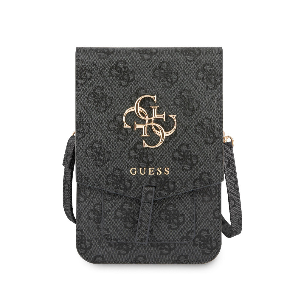 Guess Omuz Çantası Büyük 4G Logolu 5 Hazneli Askılı Mıknatıs Kapaklı Çanta Siyah