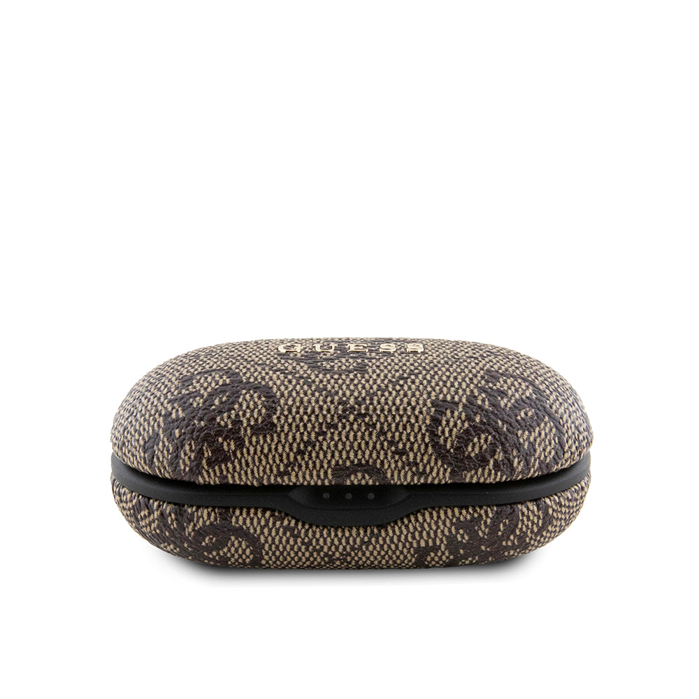 Guess TWS Kulak İçi Bluetooth Kulaklık Klasik Metal Yazı Logolu Kahverengi